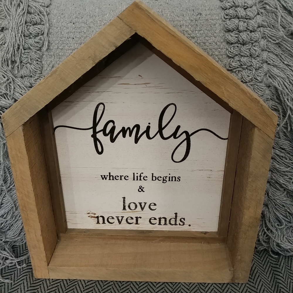 Rustic Wooden Family Sign Tabletop or Wall Decor w/ Hanger on Back Home Decor